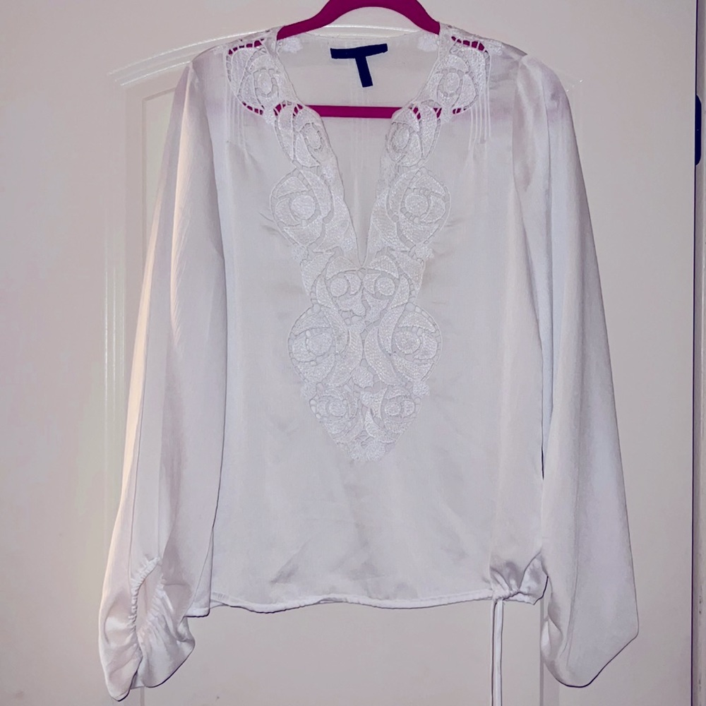 BCBGmaxazria Bell Sleeve Lace Detail Top